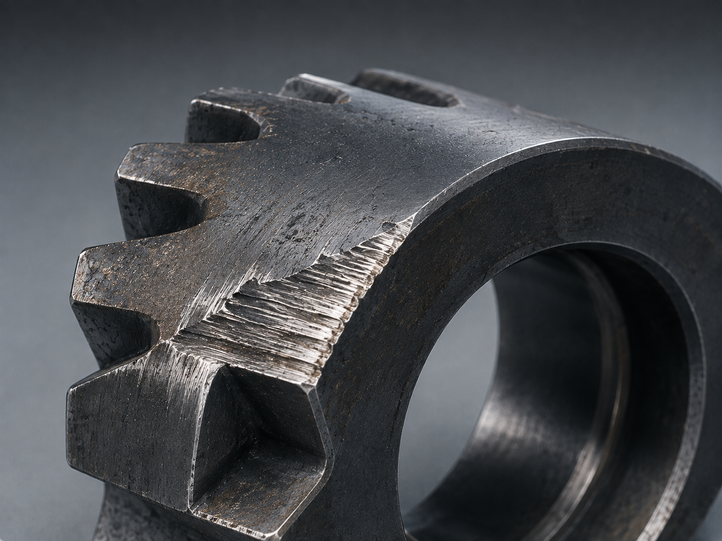 Componente industrial con desgaste superficial
